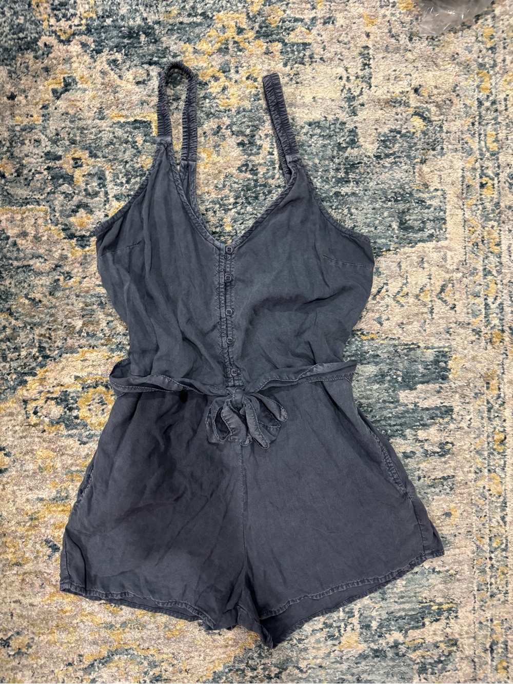 Bella Dahl Dark Gray Romper One-Piece with Tie Waist
